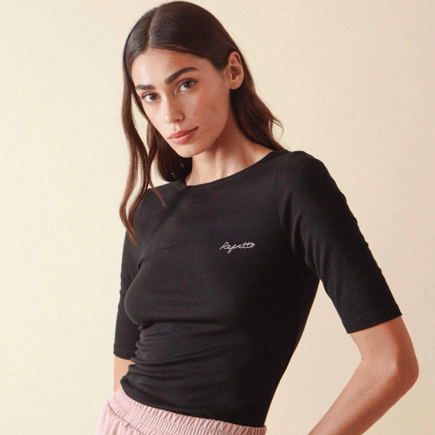 Top kurzarm mit offenem Rücken S0784 Repetto