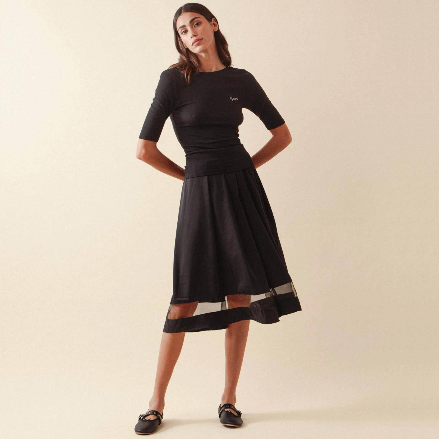 Top kurzarm mit offenem Rücken S0784 Repetto