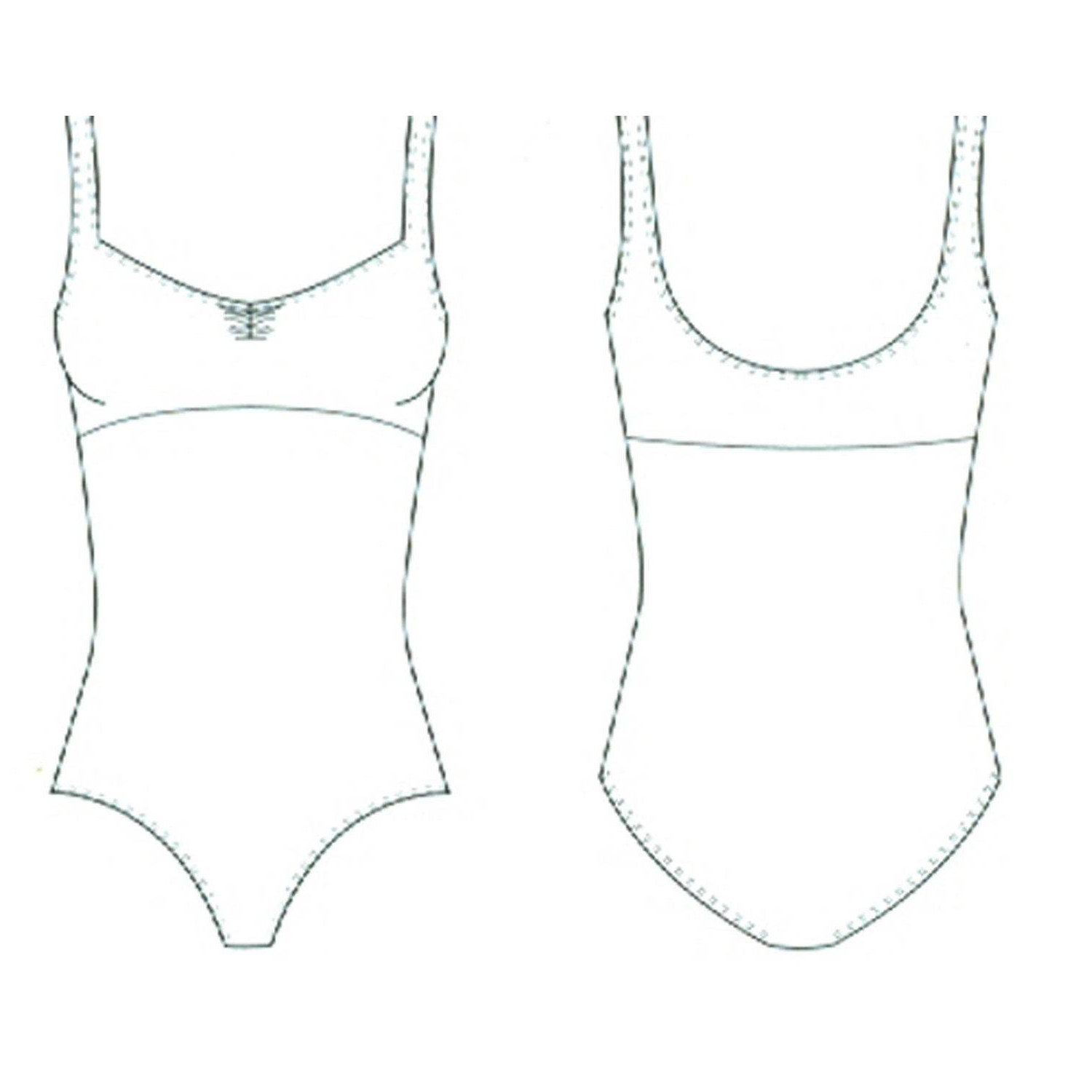L6915 Bloch Tanztrikot breite Träger vorne gerafft