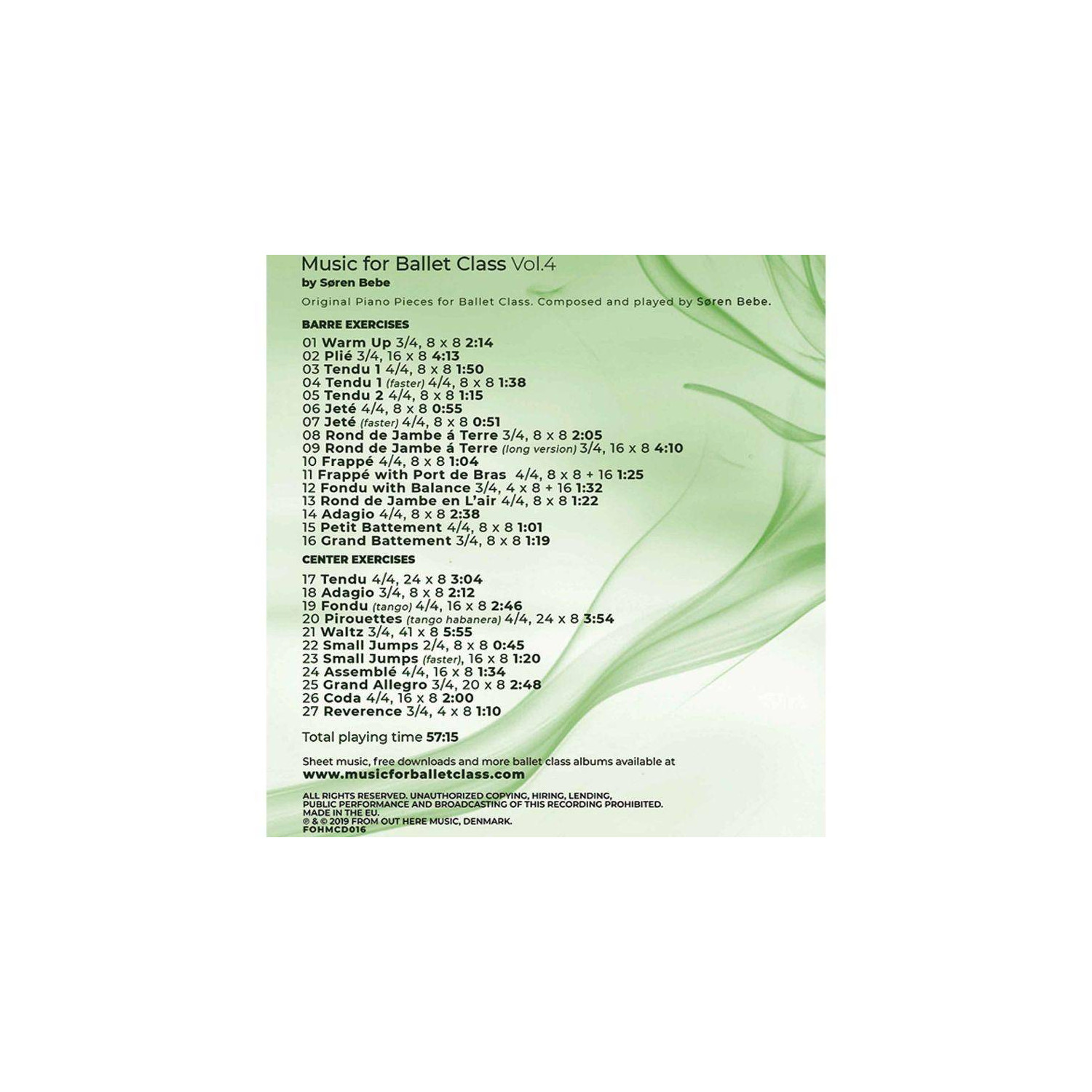 Music CD for Ballet Class Vol. 4 - Soren Bebe - FOHMCD016