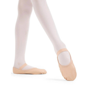 Ballettschuhe Damen Leder ganze Sohle mit Gummizug V100W Capezio
