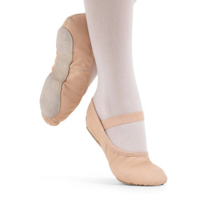 Ballettschuhe Damen Leder ganze Sohle mit Gummizug V100W Capezio