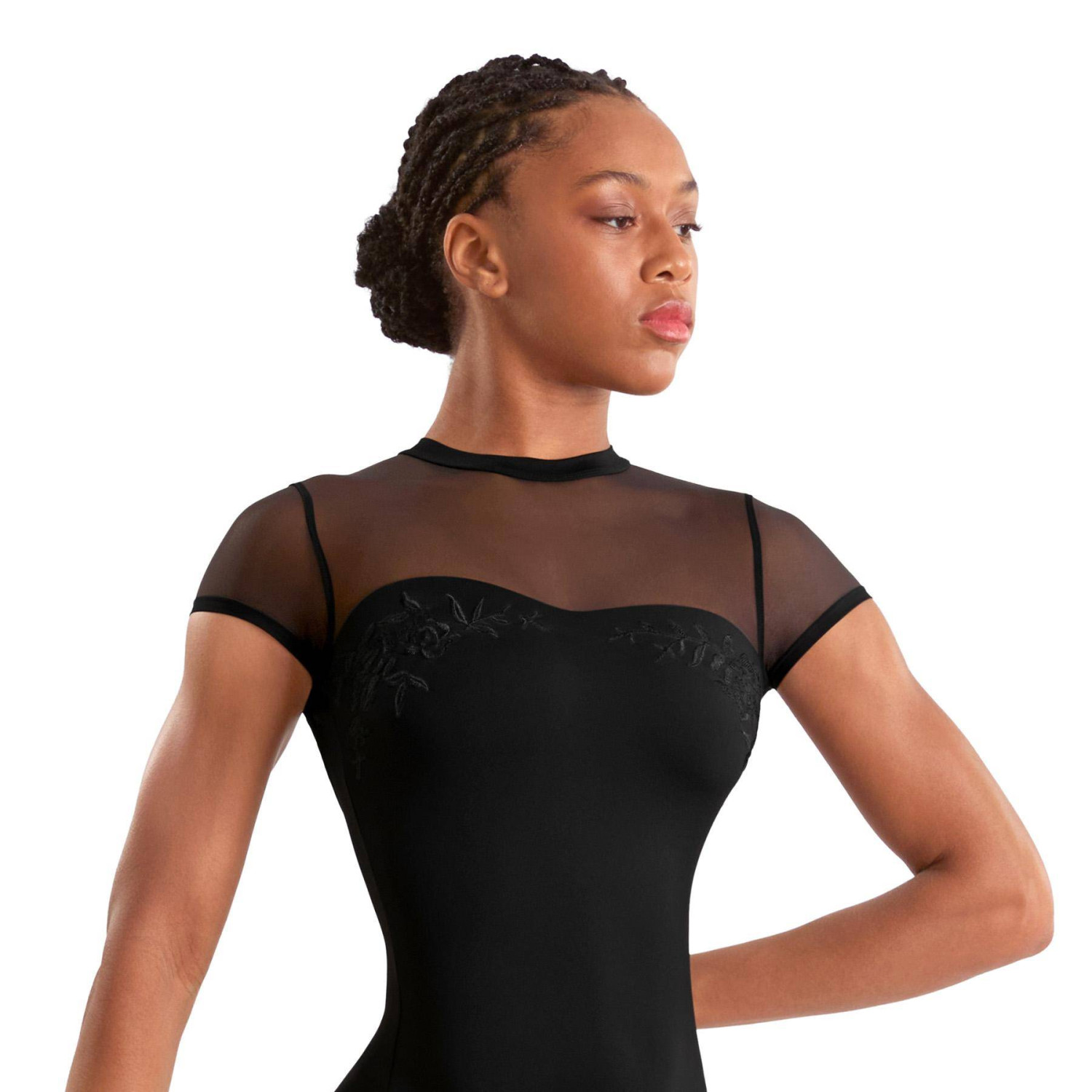 Trikot kurzarm mock neck mit Stickerei M20011LM Mirella Adagio