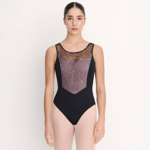 Ballett-Body mit floralem Flocktüll und breiten Trägern 31741 Intermezzo 