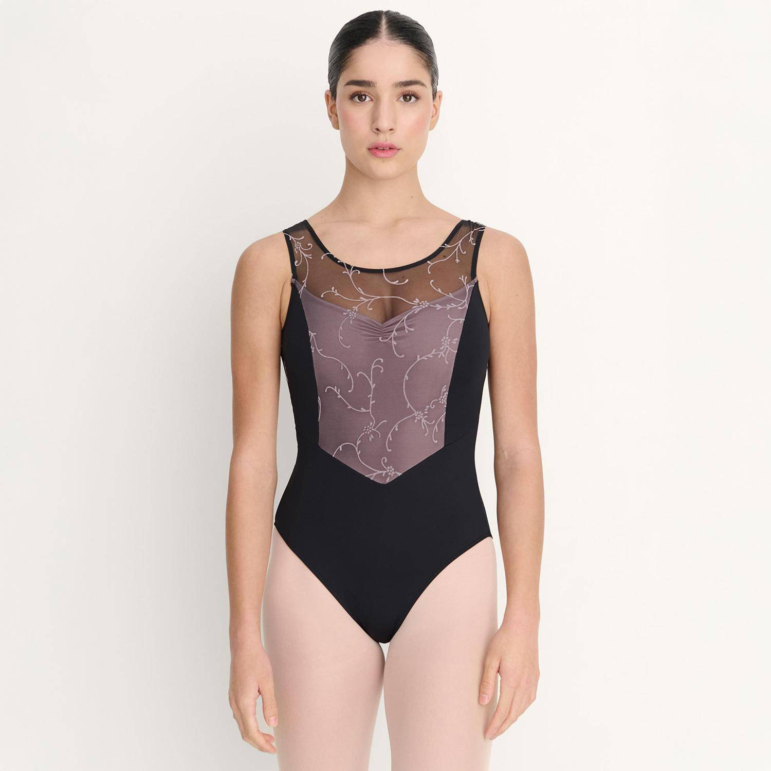 Ballett-Body mit floralem Flocktüll und breiten Trägern 31741 Intermezzo 