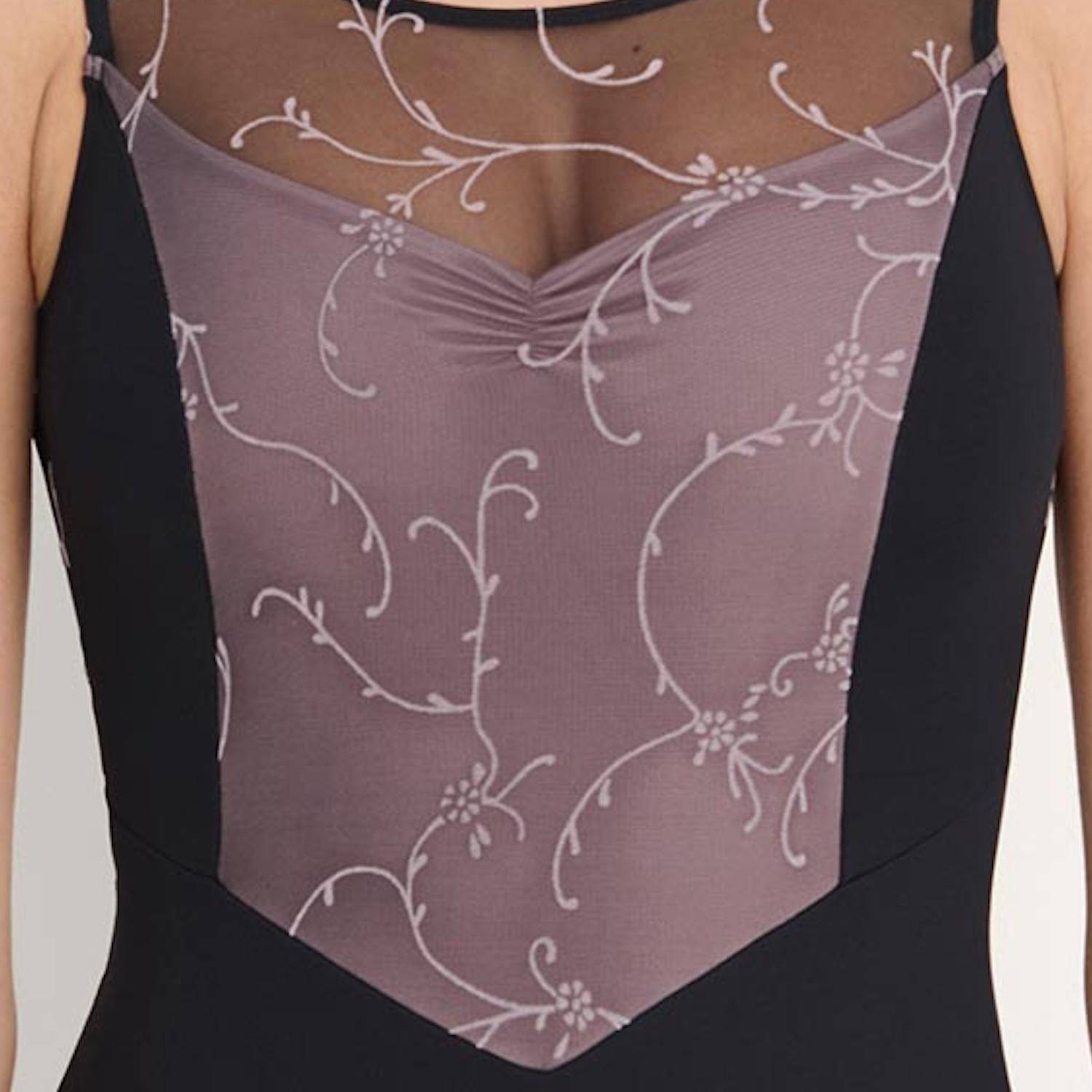 Ballett-Body mit floralem Flocktüll und breiten Trägern 31741 Intermezzo 