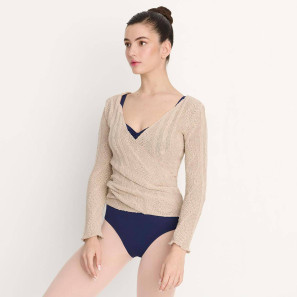 Wickelpullover aus Strick mit langen Ärmeln Ivory 6676 Intermezzo