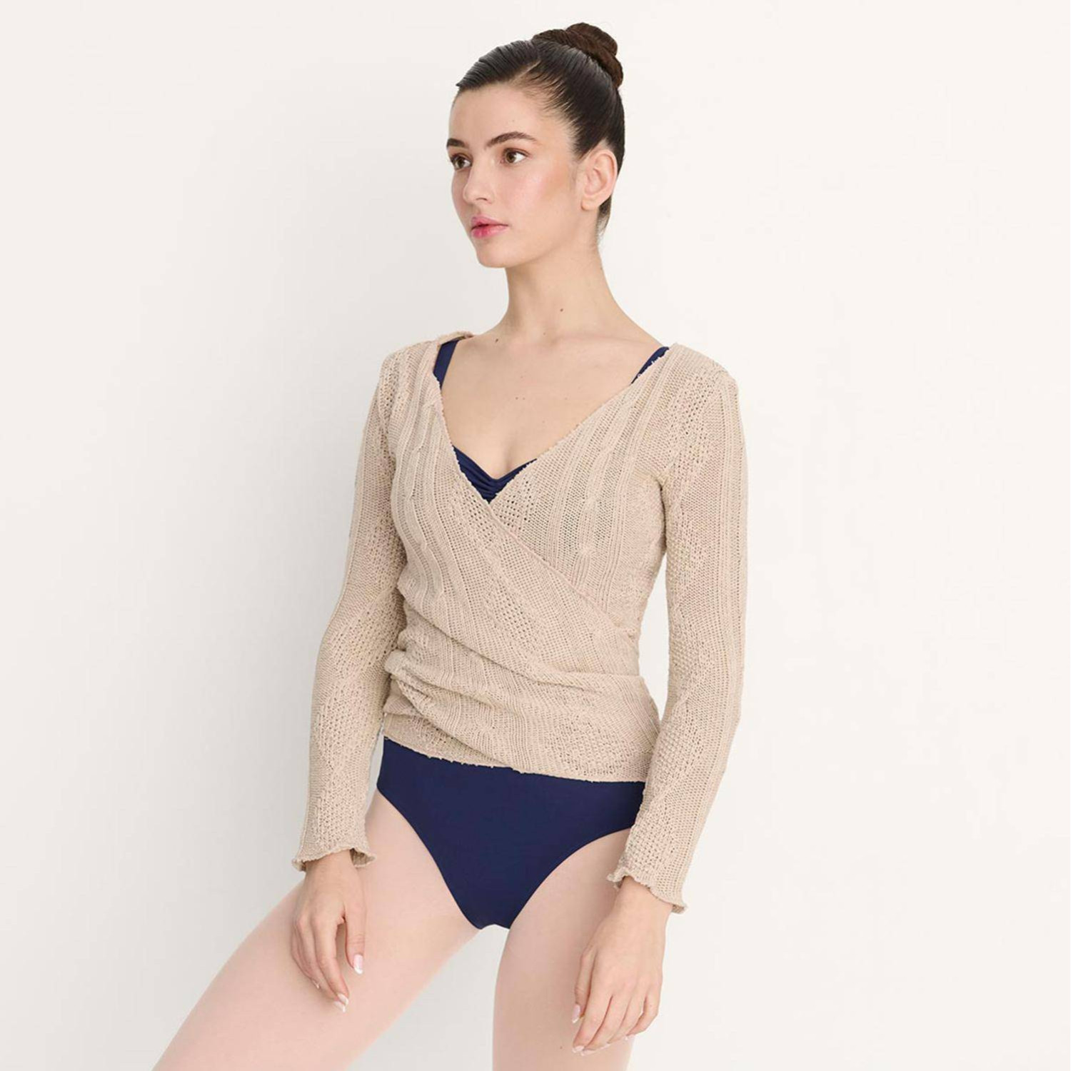 Wickelpullover aus Strick mit langen Ärmeln Ivory 6676 Intermezzo
