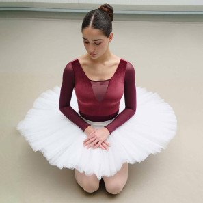 Ballett-Body mit langen Ärmeln, Samt und Tüll 31747 Intermezzo