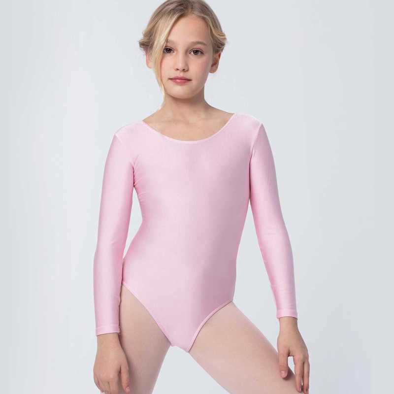 Damen Langarm-Body Rundhals-Ausschnitt Ballett Bodysuit Stretch Shirt Basic Tanz 