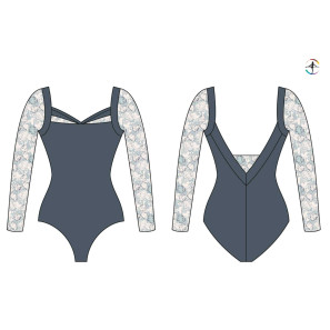 Langarmbody mit floralen Tüllärmeln LAVANDE Wear Moi im Ballett Shop