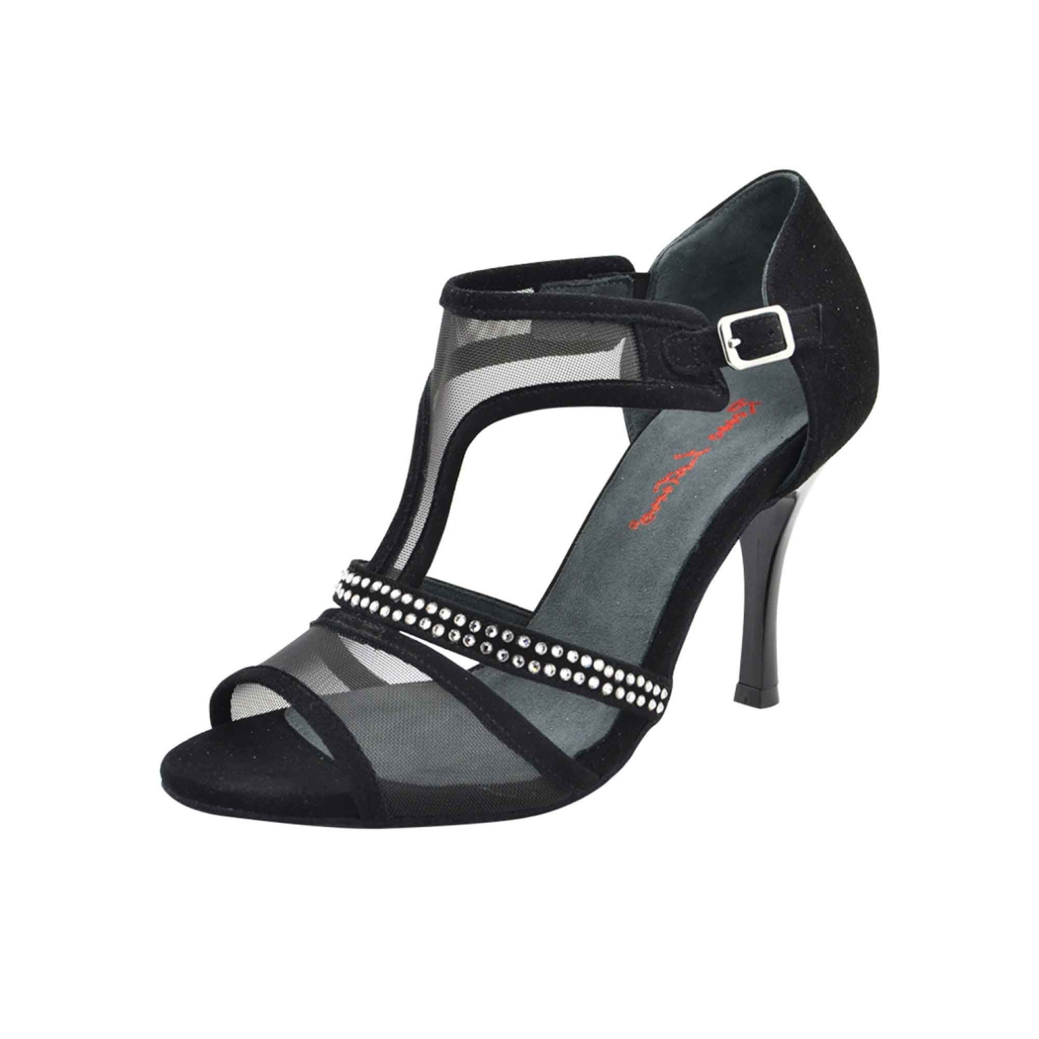XENA Nero Tanzschuh mit Swarovski Strasssteine von Rosso Latino