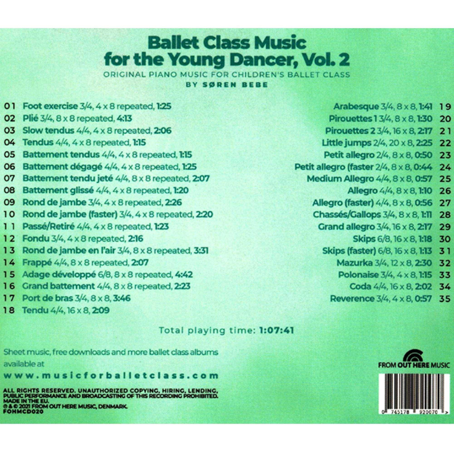 Preballett Class CD - Soren Bebe - FOHMCD020 - Im Ballett Shop Zürich