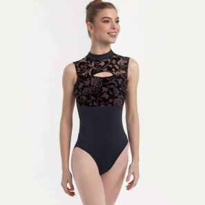 Ärmelloses Stehkragen Trikot mit beflocktem Mesh 31637 Intermezzo im Ballett Shop