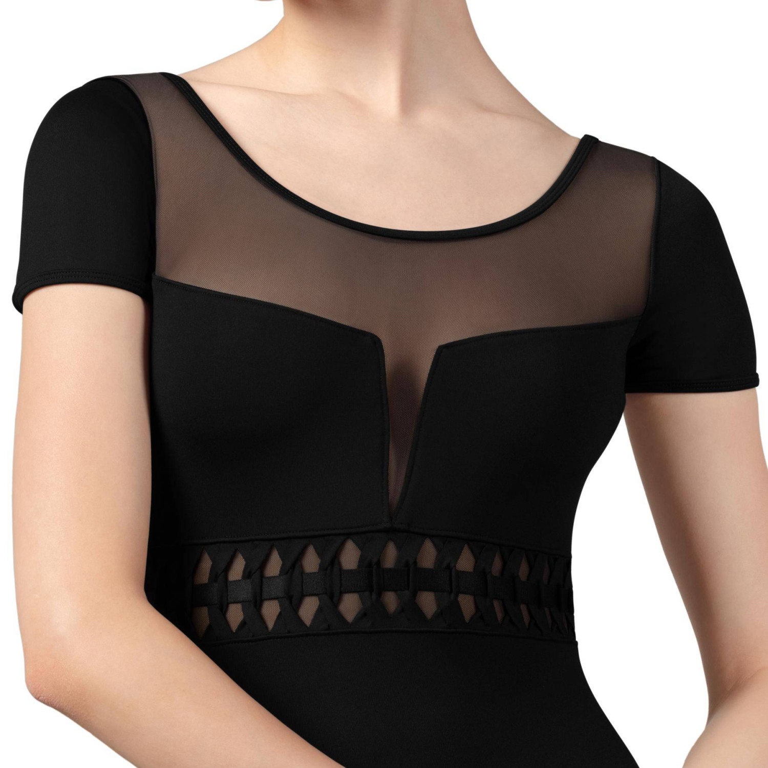 Trikot kurzarm V-Rücken geflochten L9242 Bloch | Ballett Shop Zürich