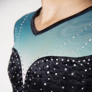 Turnanzug Samt langarm Ombre-Mesh 1610 AGIVA | Ballett Shop Zürich