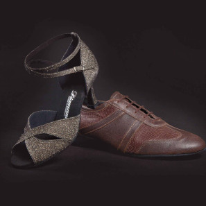 181-087-510 Diamant Latein Tanzschuh Bronze Brokat im Ballett Shop