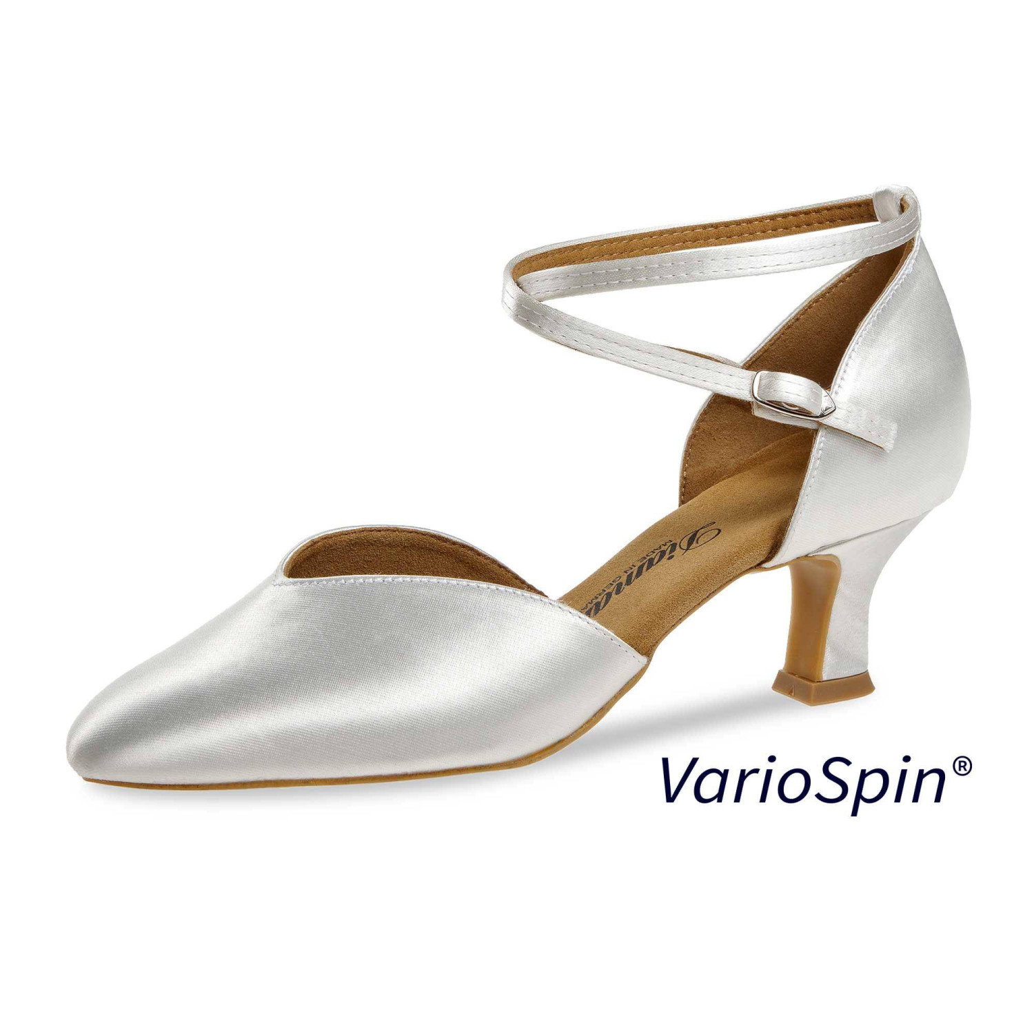 Hochzeits- / Standard- Tanzschuh aus weissem Satin 105-068-092-Y VarioSpin® Diamant im Ballett Shop