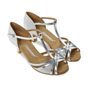 Tanzschuh Flareabsatz 5cm Silberbrokat 205-077-045 Diamant