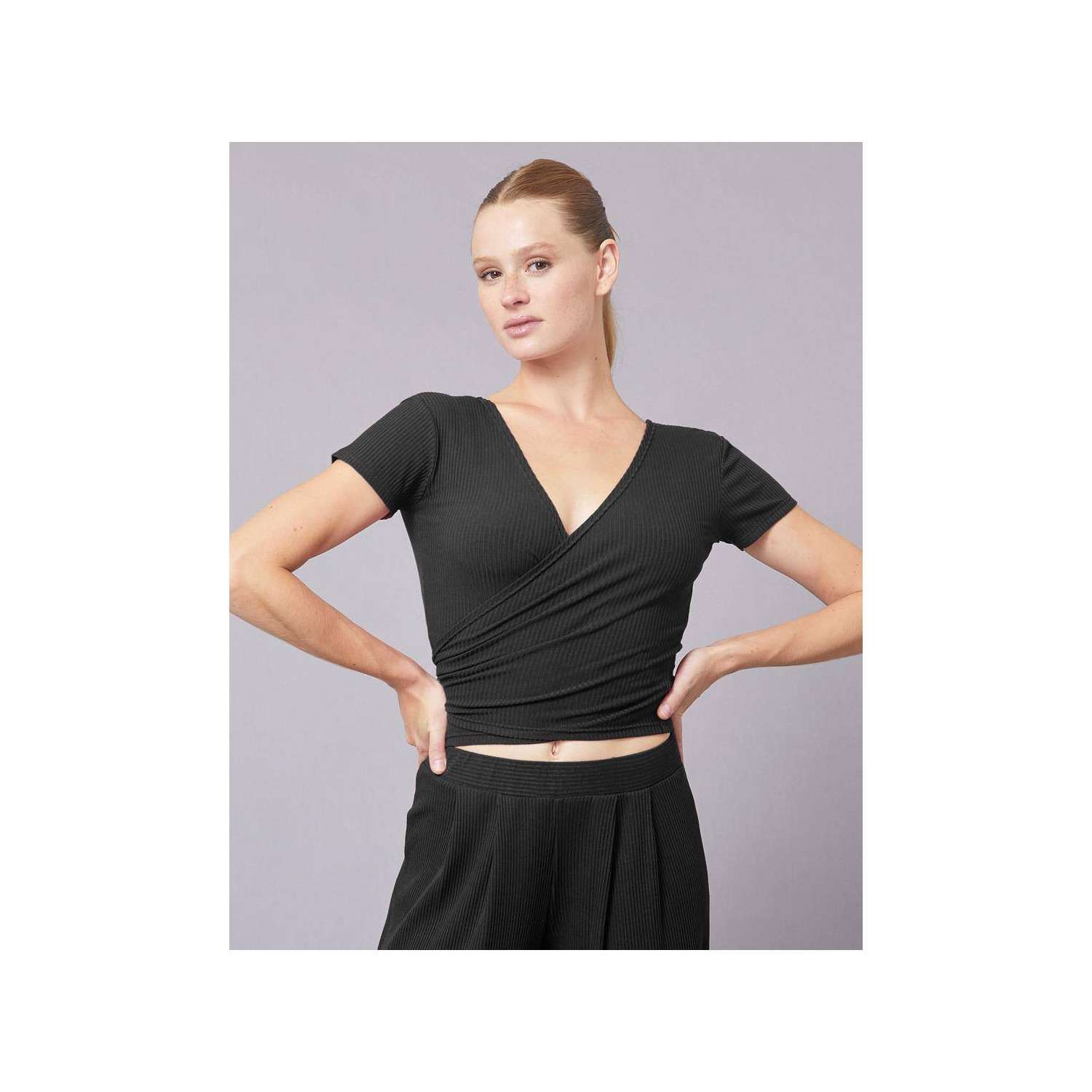 Reversibles Wickeltop in Ripp-Optik ROBYN Temps Danse im Ballett Shop