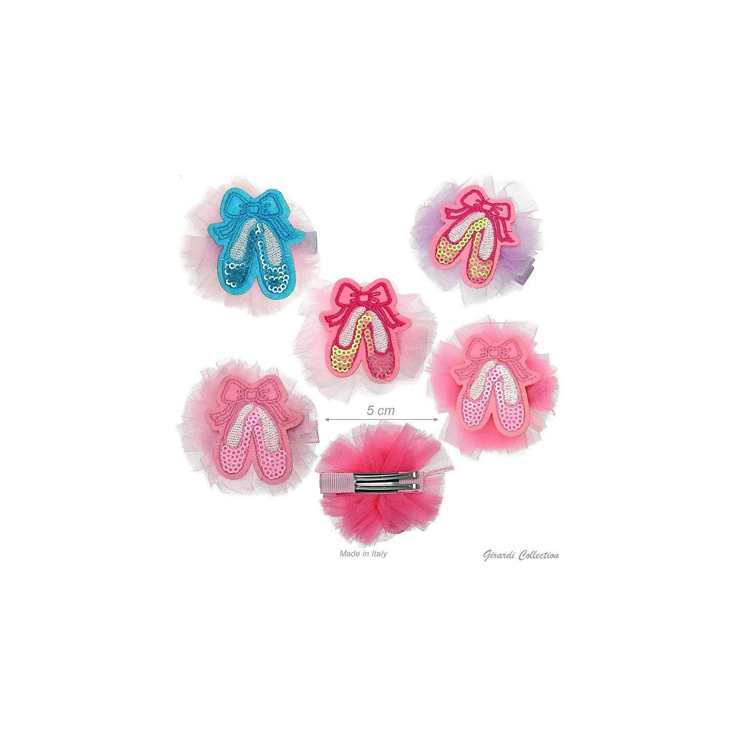 Haarspangen 6er-Pack mit Ballettschuh und Pailletten B19190 Girardi