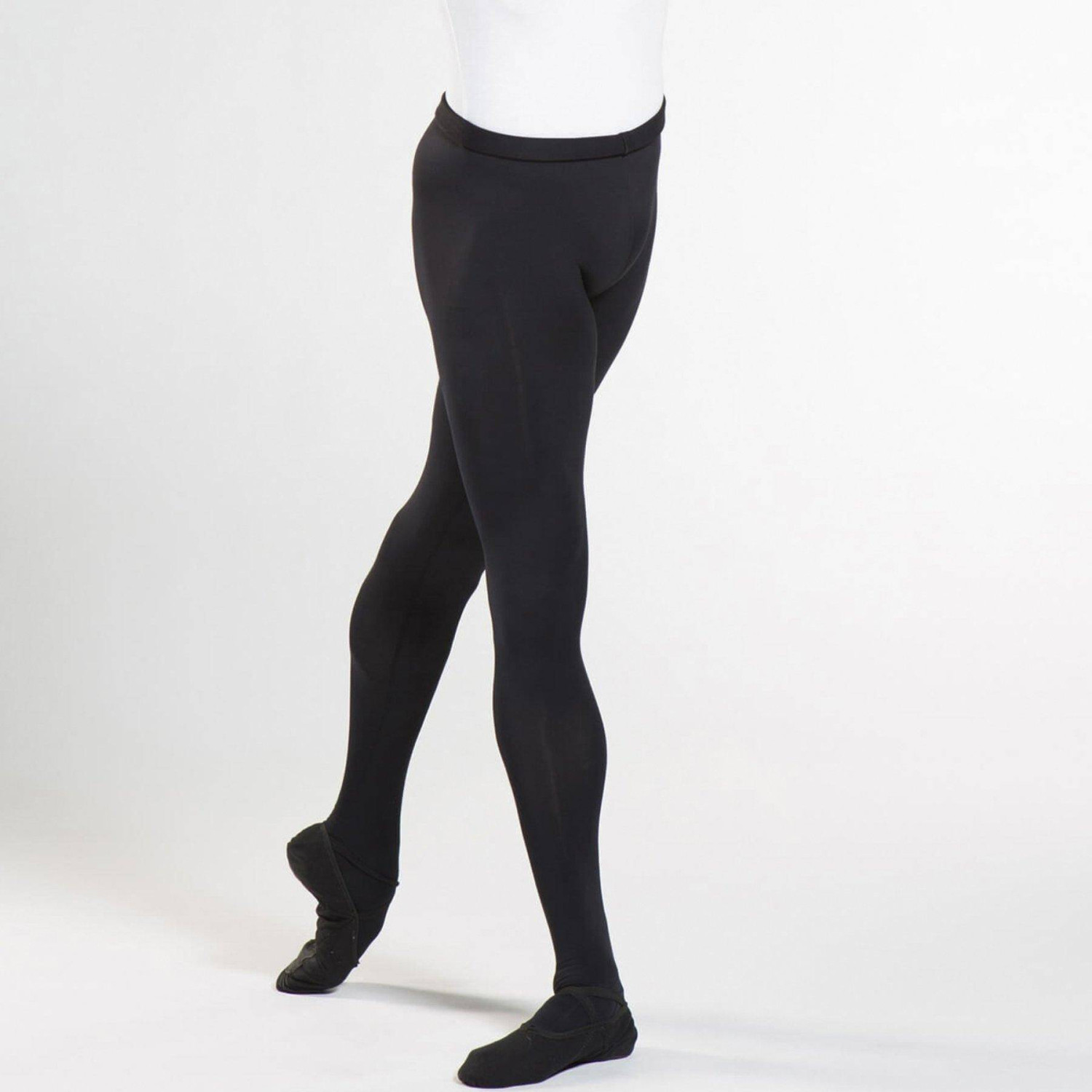 SOLO Blickdichte Baumwoll Herren Tanz Strumpfhose / Leggings mit Füssen
